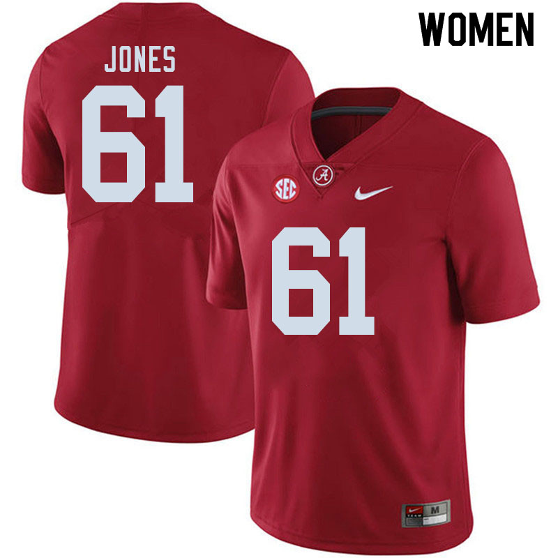 Alabama Crimson Tide Women's Nathan Jones #61 Crimson NCAA Nike Authentic Stitched 2020 College Football Jersey NO16M07OV